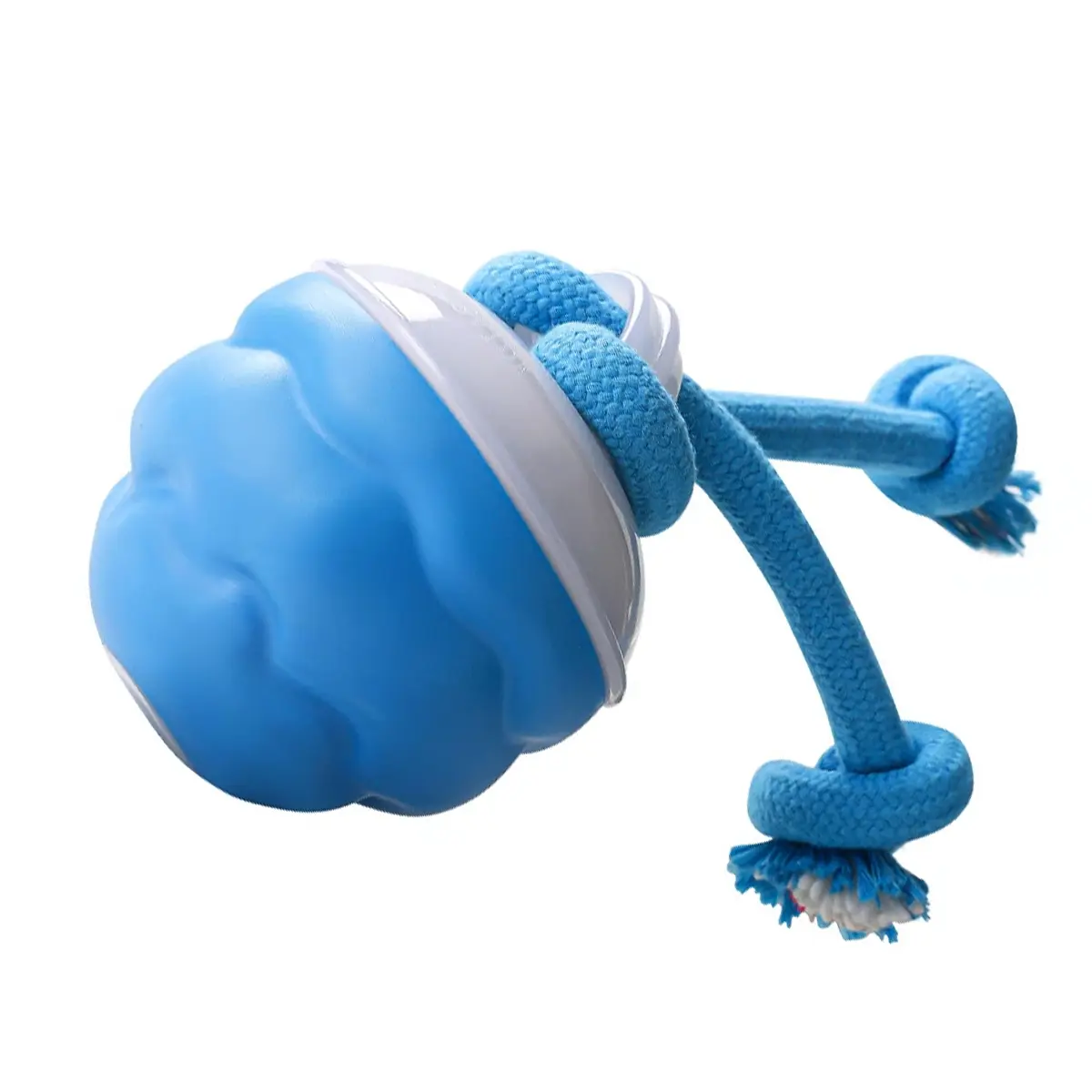 Interactive Dog Toy - Self-Moving Rope Knot Ball with Smart Obstacle Avoider, Crinkle Sound, USB-C Rechargeable, Dental Stimulation, Scratch-Resistant Pet Accessory