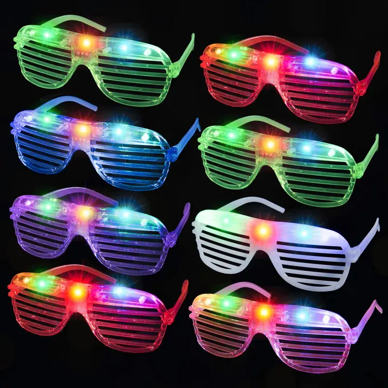Glow-in-the-Dark Neon LED Glasses - Green 1pc, PC Plastic Shutter Frame, 3-Mode LED Lights, Lightweight One Size (15.5x5.5x14cm), Easy-to-Use Bulk-Packaged Photo Prop, Carnival Prize Festive Accessory for Night Parties, Mask Complement