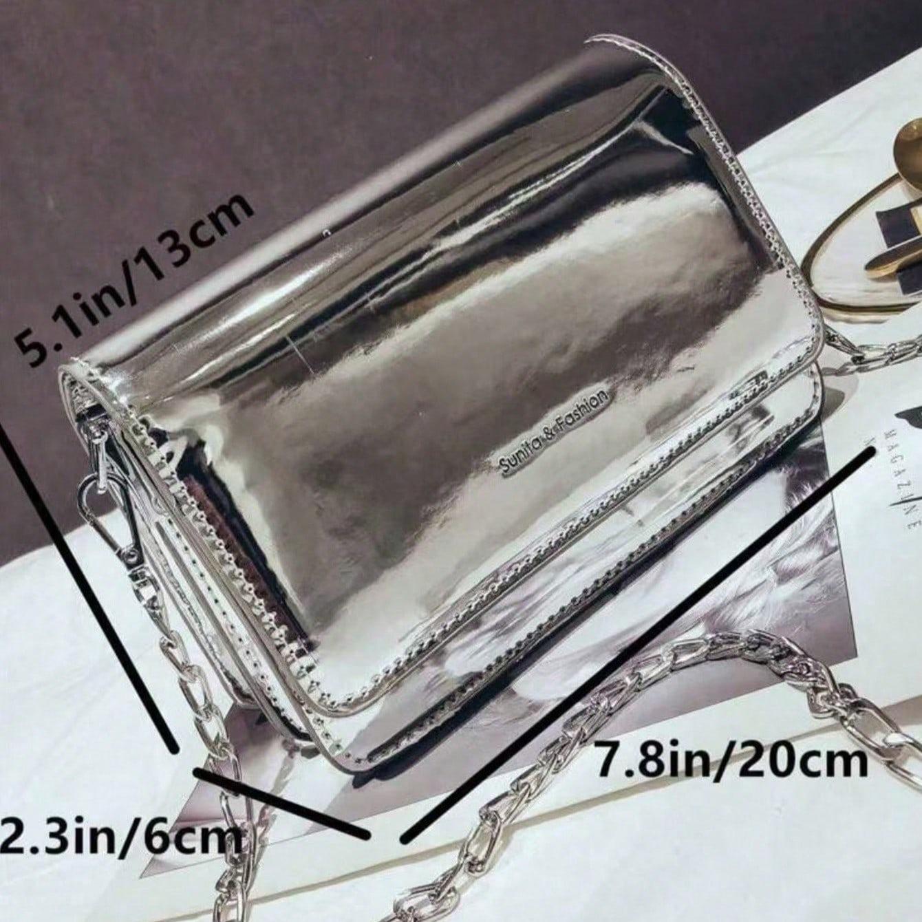 Lightweight Casual Mini Metallic Letter Graphic Flap Square Shoulder Bag for Women, Cute Crossbody Bags Wallets Work Bags Trending Purses for 2026 Everyday Handbag for Commuting, Traveling, Shopping