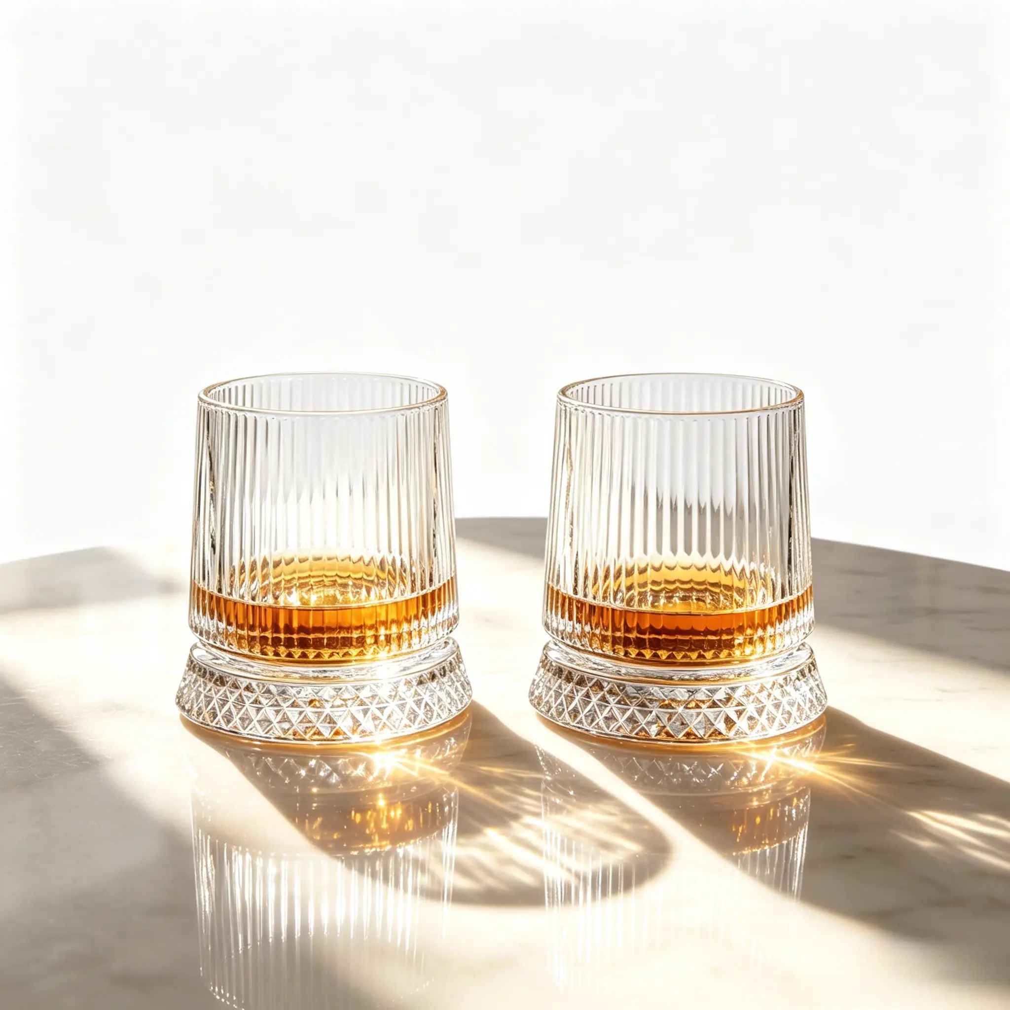2pcs Luxury 360° Spinning Vertical Stripe Crystal Glass, Rotating Crystal Glass, Stress Relief Whiskey & Wine Glass, Whisky Glass, Elegant European Barware Gift