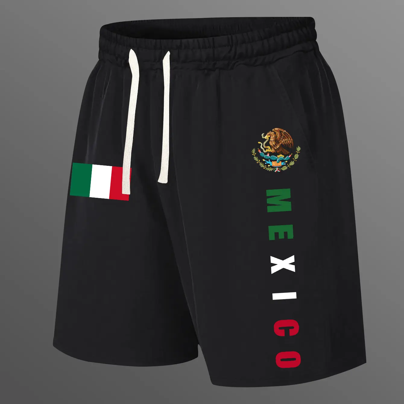Men’s summer regular-fit cotton shorts featuring a Mexican-themed print. Fashionable casual menswear with pockets, an elastic waistband with drawstring, suitable for running, golf, fishing, basketball, camping, gym, swimming, and the beach—an excellent gi
