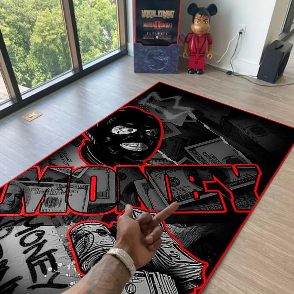 1 piece soft comfortable rug, non-slip floor mat, Money pattern design, dollar rug, Area Rug, Home Decor Rugs, machine washable floor mat, easy to clean, easy to store, Easy Storage, suitable for living room, bedroom, bathroom, kitchen, Non Slip Rugs