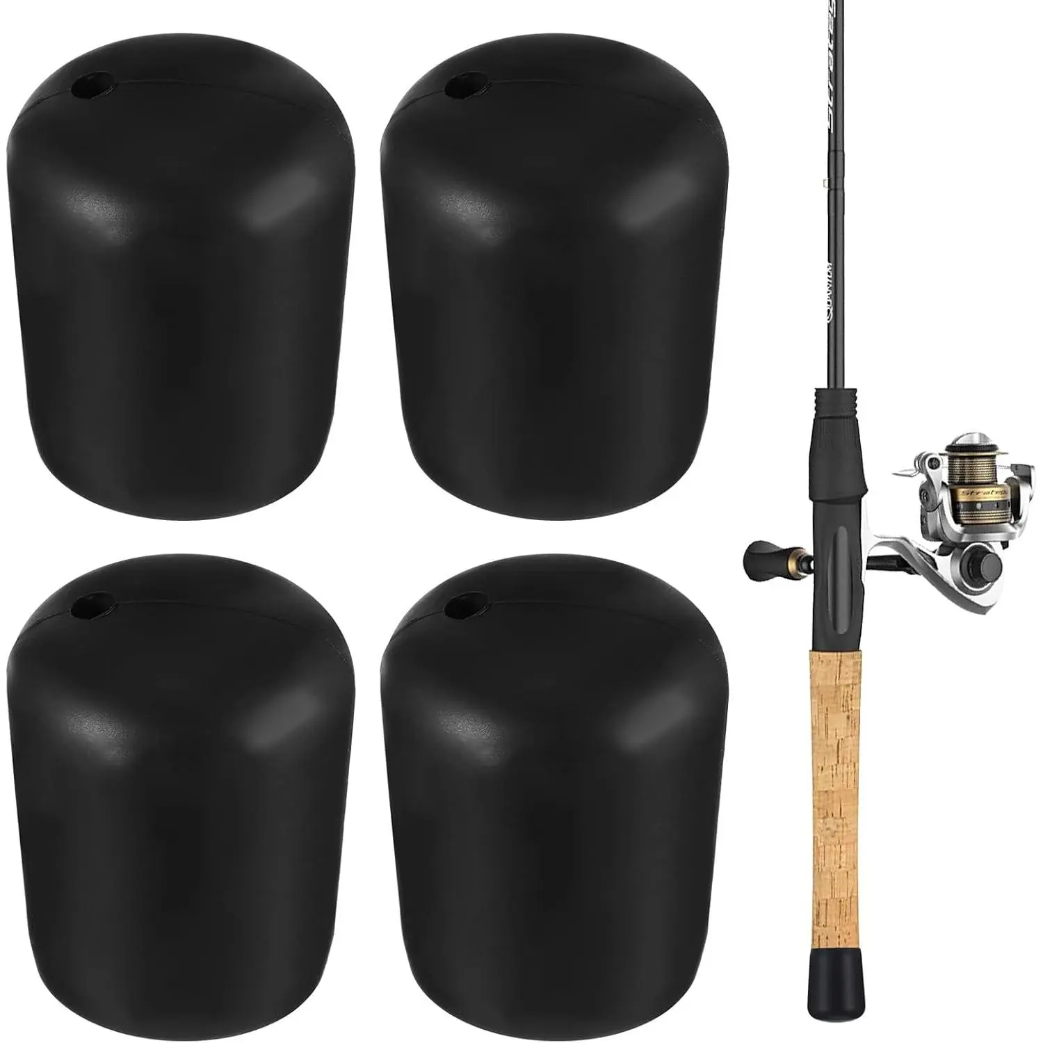 4 count Fish Rod  Cap Fishing Rod  Cushion End Silicon Seat Protector Pole Holder Accessory for Fishing Tackle Gear