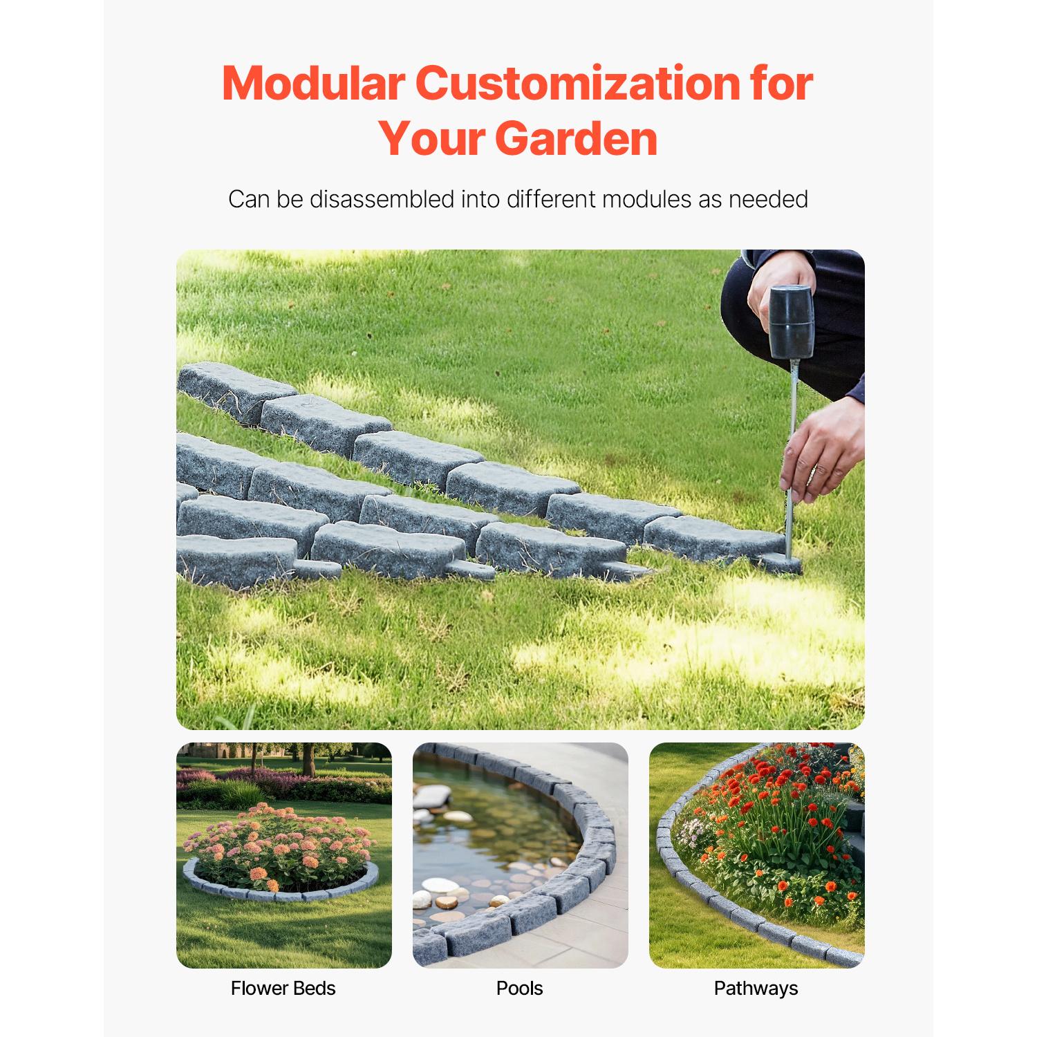 VEVOR Imitation Stone Landscape Lawn Edging Border Fade-Free No Digging Required Small/Medium/Large Beige/Sandstone Grey/Brown Heavy Duty Ballistic Nylon Tool Bag Luminous Resin Christmas Music Box Ornament Carpenter Belt with Suspenders removable zipper