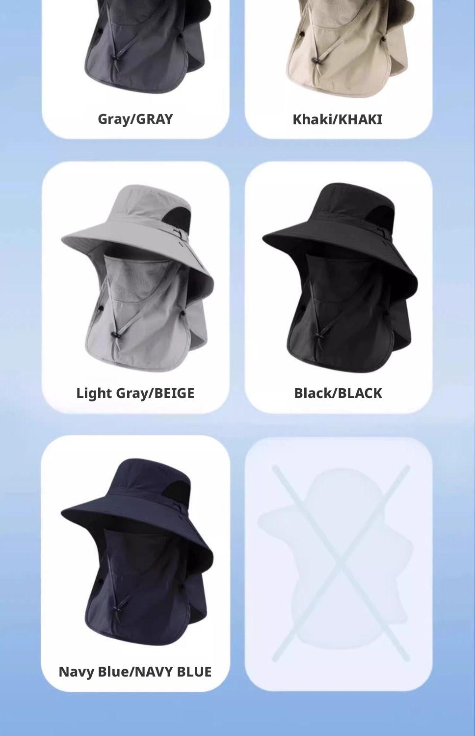 Fisherman's hat, summer sun protection hat for men and women, outdoor hiking hat, fishing face-shielding and neck-protecting integrated hat, wide-brimmed sun hat