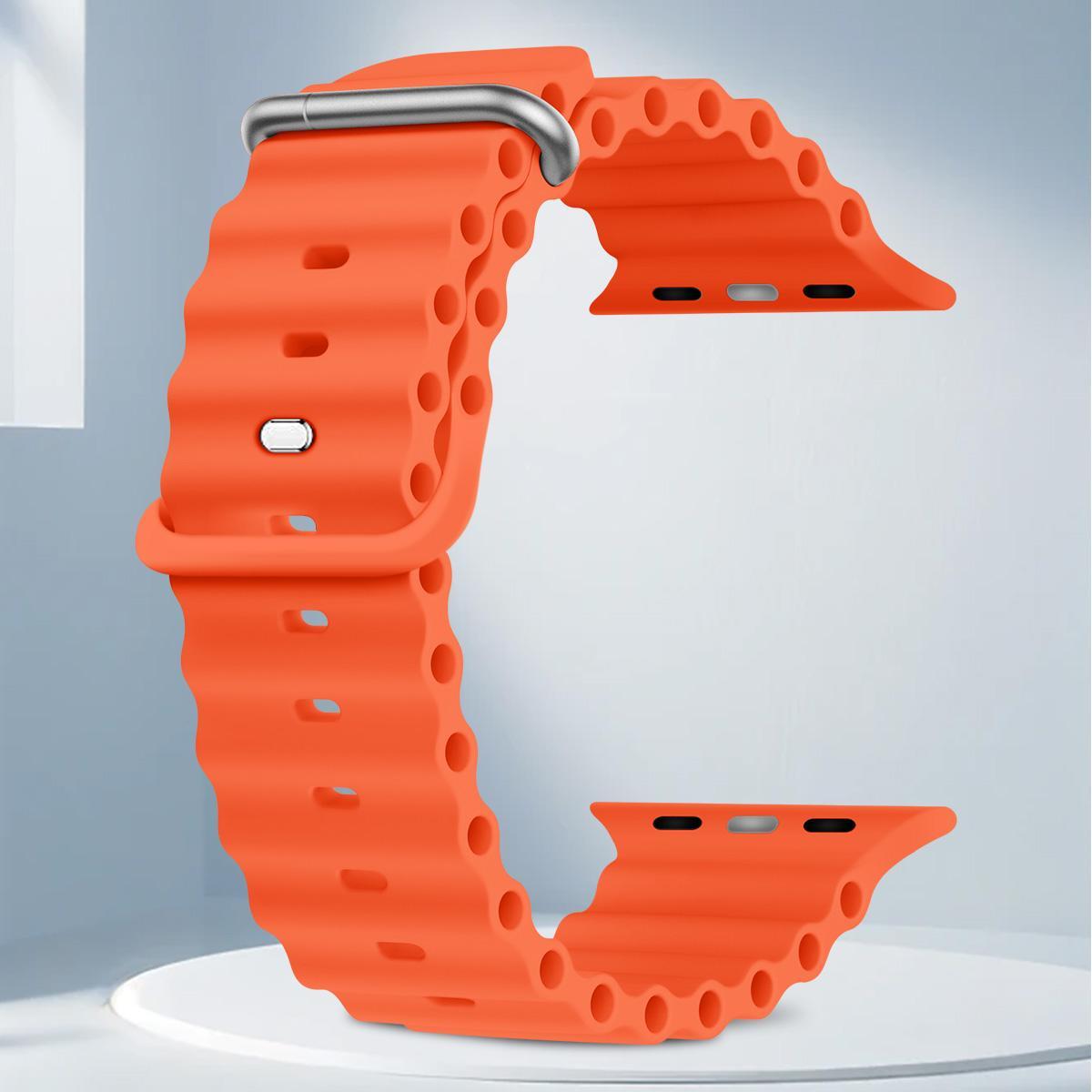 Ocean Band Compatible with Apple Watch Ultra Bands 49mm 46mm 45mm 44mm 42mm Adjustable Silicone Sport Strap for Iwatch Series 1-11 Se Smartwatch Strap Smart Watch Straps