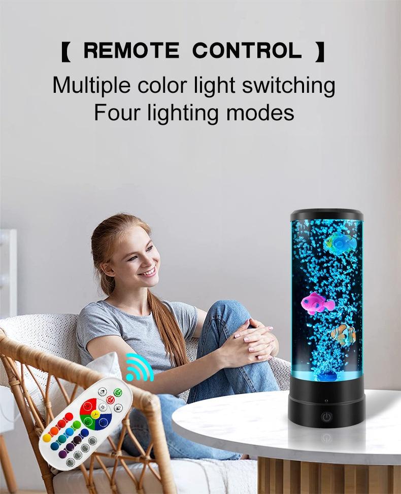 Jellyfish LED Night Light Bubble fish lamp decorative aquarium night light colorful artificial fish tank light soothingfish tank lamp aquarium fish light for bedroom kids room living room party birthday gift