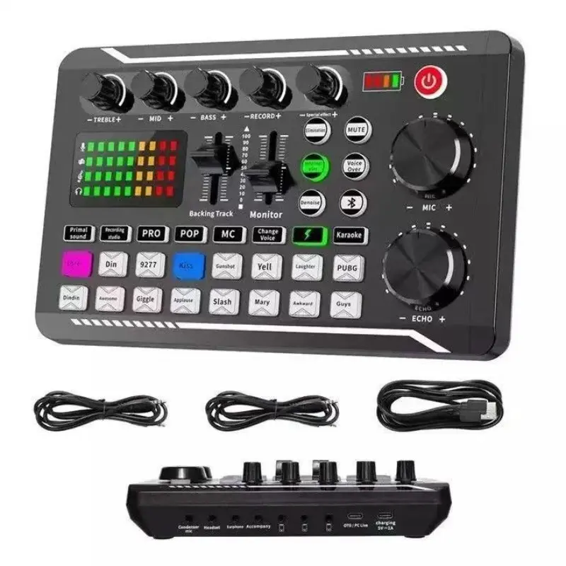 F998 External Sound Card, Live Streaming, Multiple Effects, Ideal for Broadcasters, Enhance Your Audio Experience, Professional Quality