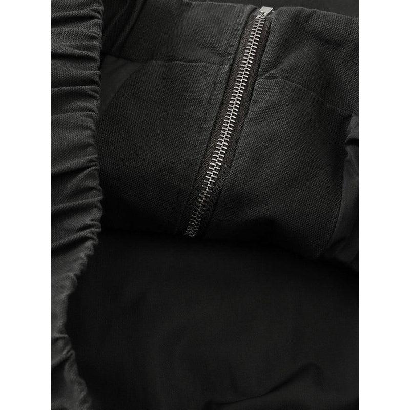 (2026 Fashion Trends) Metal Button Boxy Jacket Black Long Sleeve Stand Collar Slant Placket Unisex Fashion Street Jacket windbreaker