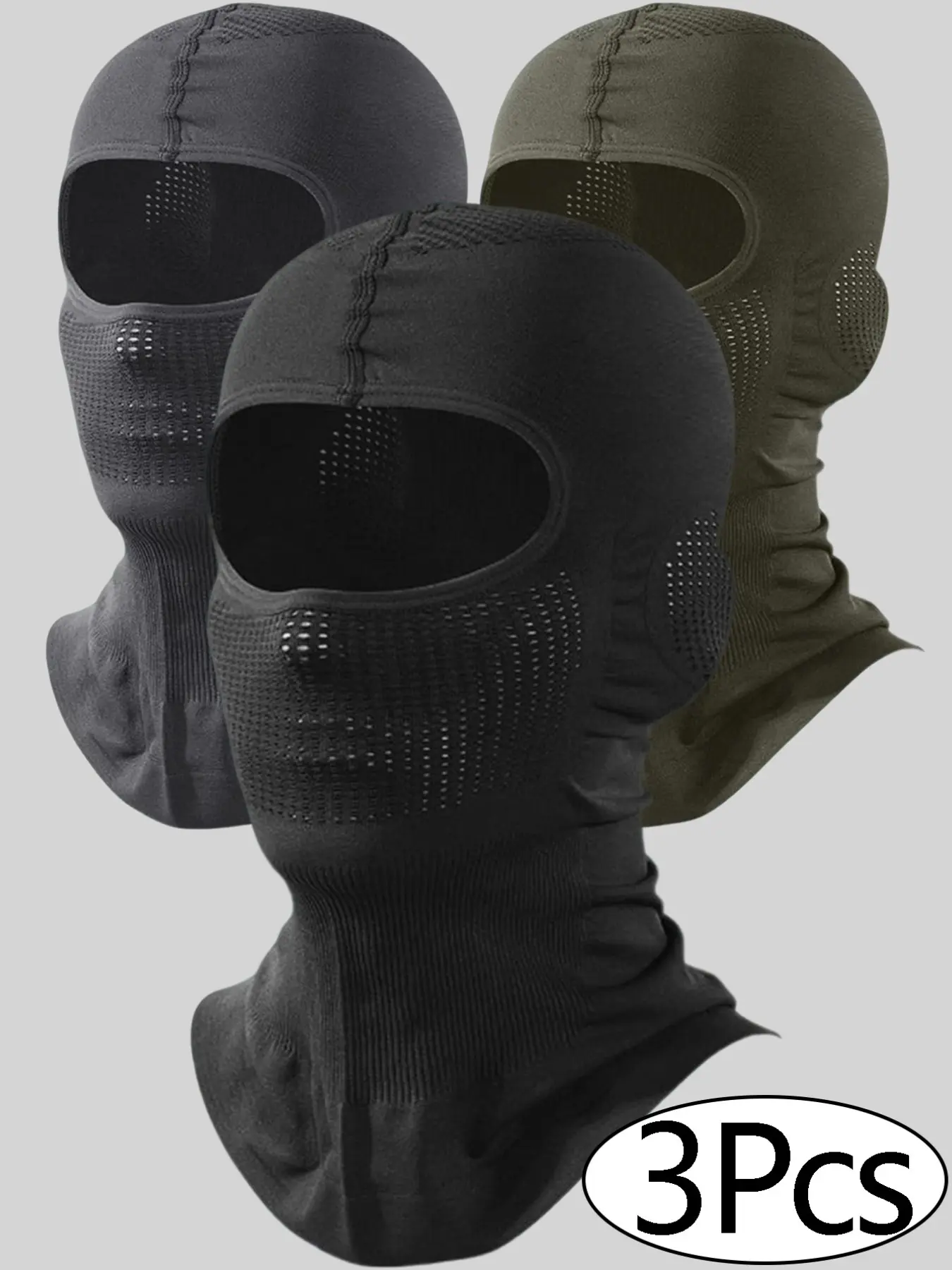 3Pcs Balaclava Face Mask Sun UV Protection Breathable Full Head Mask for Men Women Skiing Cycling Breathable Elastic Fit & Perfect for Outdoor Activities