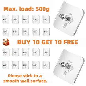 20pcs Acrylic Photo Wall Hooks (buy 10 Get 10 Free) - Stainless Steel & Ceramic Self-adhesive, Smooth Lightweight Wall-mount Hooks for Easy Installation, Home Decor, Organizer Storage, Apartment Accessories, Things for Rooms