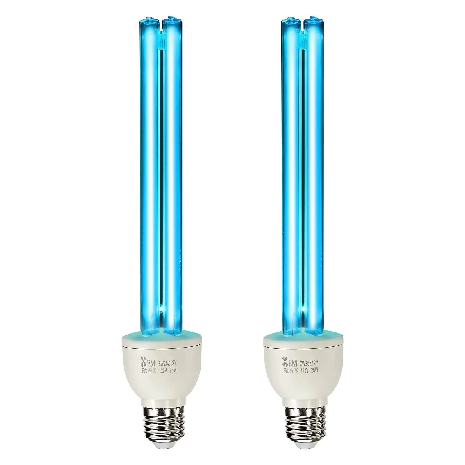 UV Light Bulb, 2 Pack, 25W Replacement Ultraviolet UVC Lamp with Ozone, 253.7 nm+ 185 nm Wavelength UVO Light Bulb, E27 Universal, for 400 sqft Living Room, Classroom, Office, Restaurant