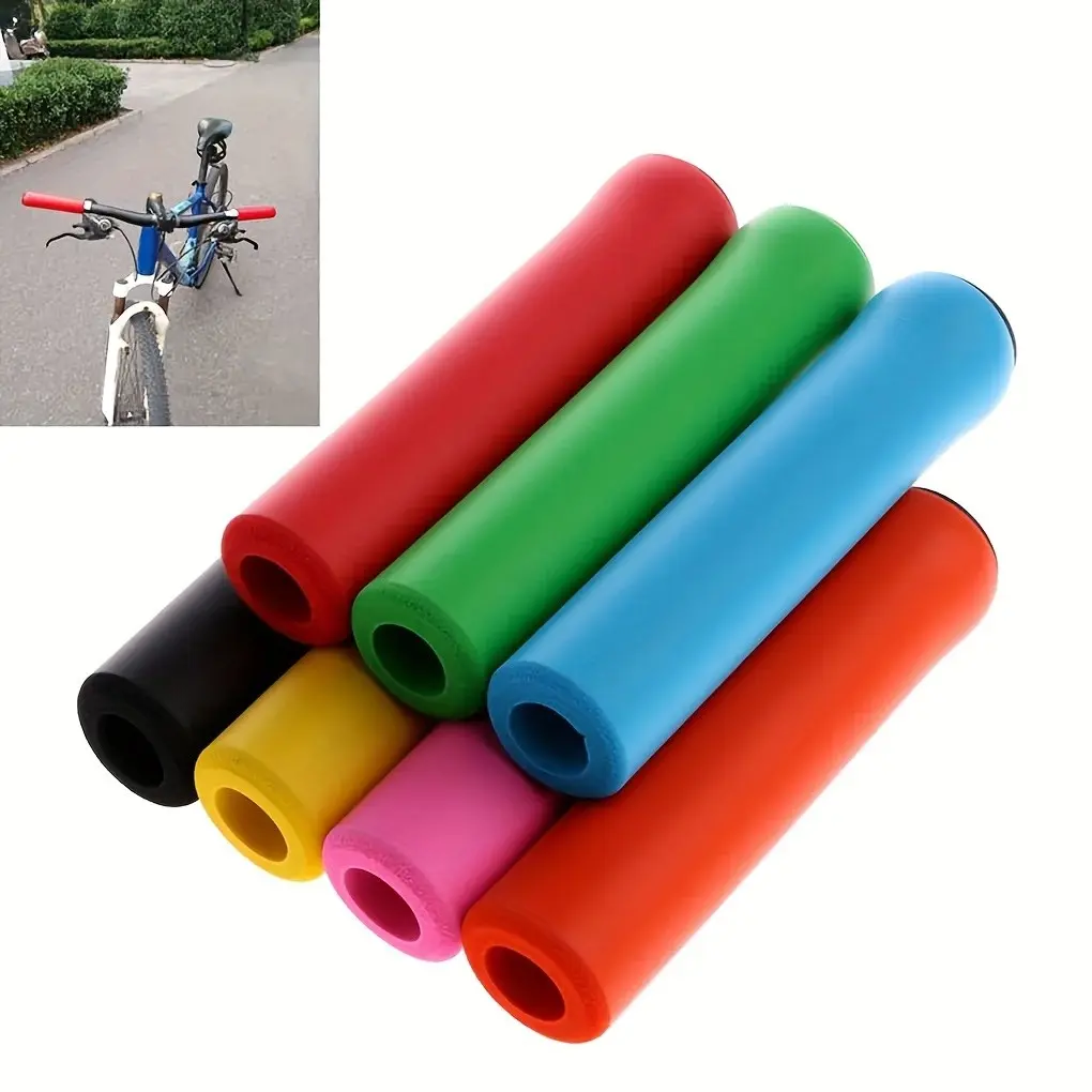 Silicone Cycling Bicycle Grips, Anti-Slip MTB Mountain Bike Handlebar Grips, Strong Support Bike Parts, Outdoor Use, 1 Pair