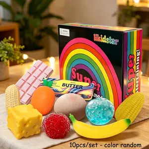 10pcs/set - Exquisite and novel simulation fruit cheese and other multi style series of kneading music sets, stress relieving creative release slow rebound kneading, party gifts