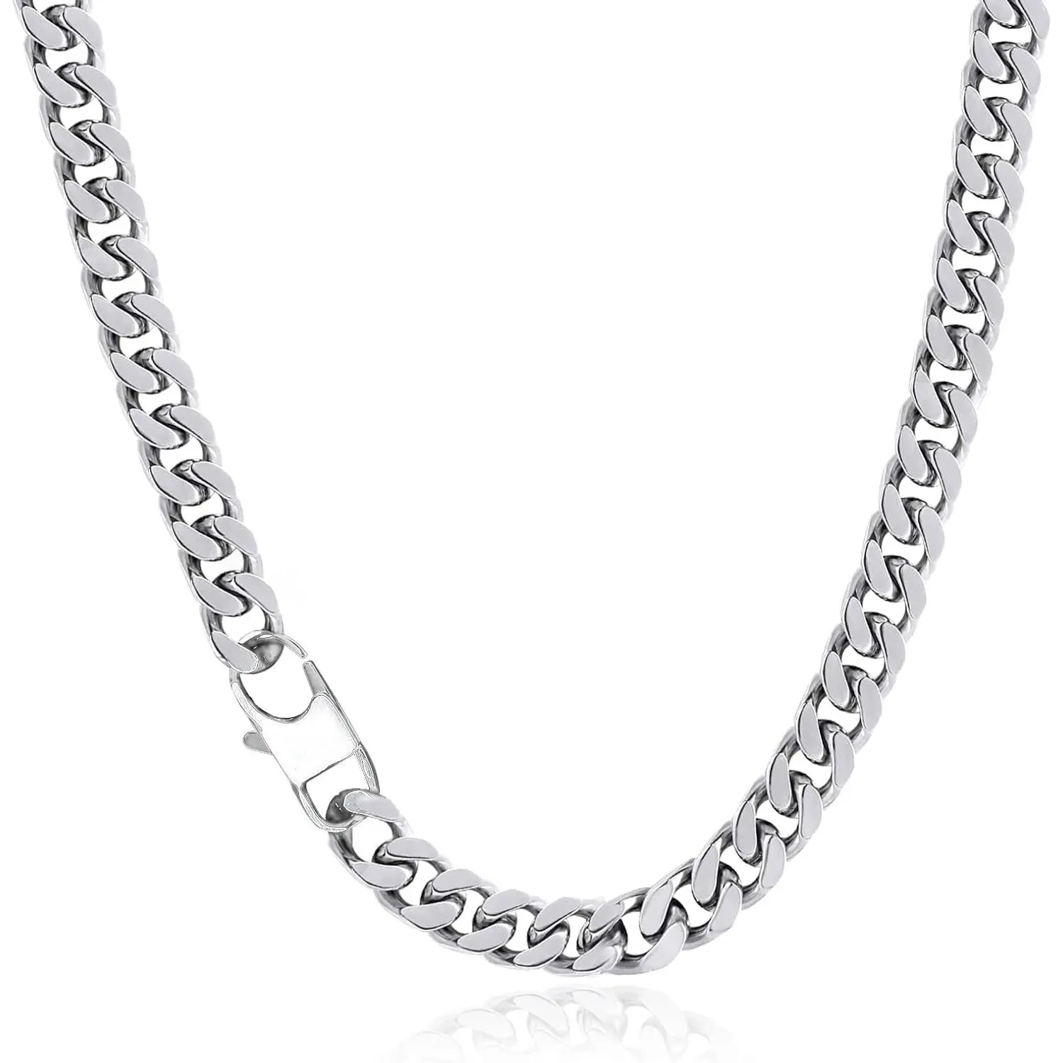 Mens 8/10/12MM Width Cuban Link Chain, Stainless Steel Thick Cuban Link Curb Chain Necklace for Men/Women, 18/20/22/24/26Inch Two Tone Chain Necklace  Gifts