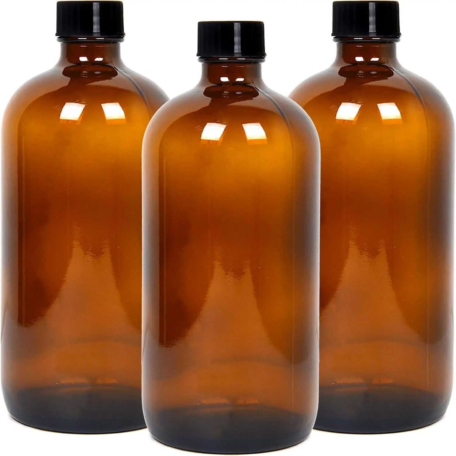 Youngever 3 Pack 16 Ounce Amber Glass Growlers with Tight Seal Lids, Empty Bottles Perfect for Secondary Fermentation, Storing Kombucha, Kefir, Beer