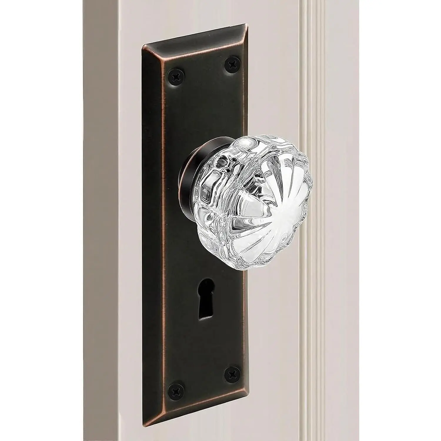 Door Knob Interior, Antique Door Knob, VAntique Bifold Door Knobs , Fits /8"- /4" Interior Doors, Oil Rubbed Bronze Glass Ball Handle(Without  and Locks)