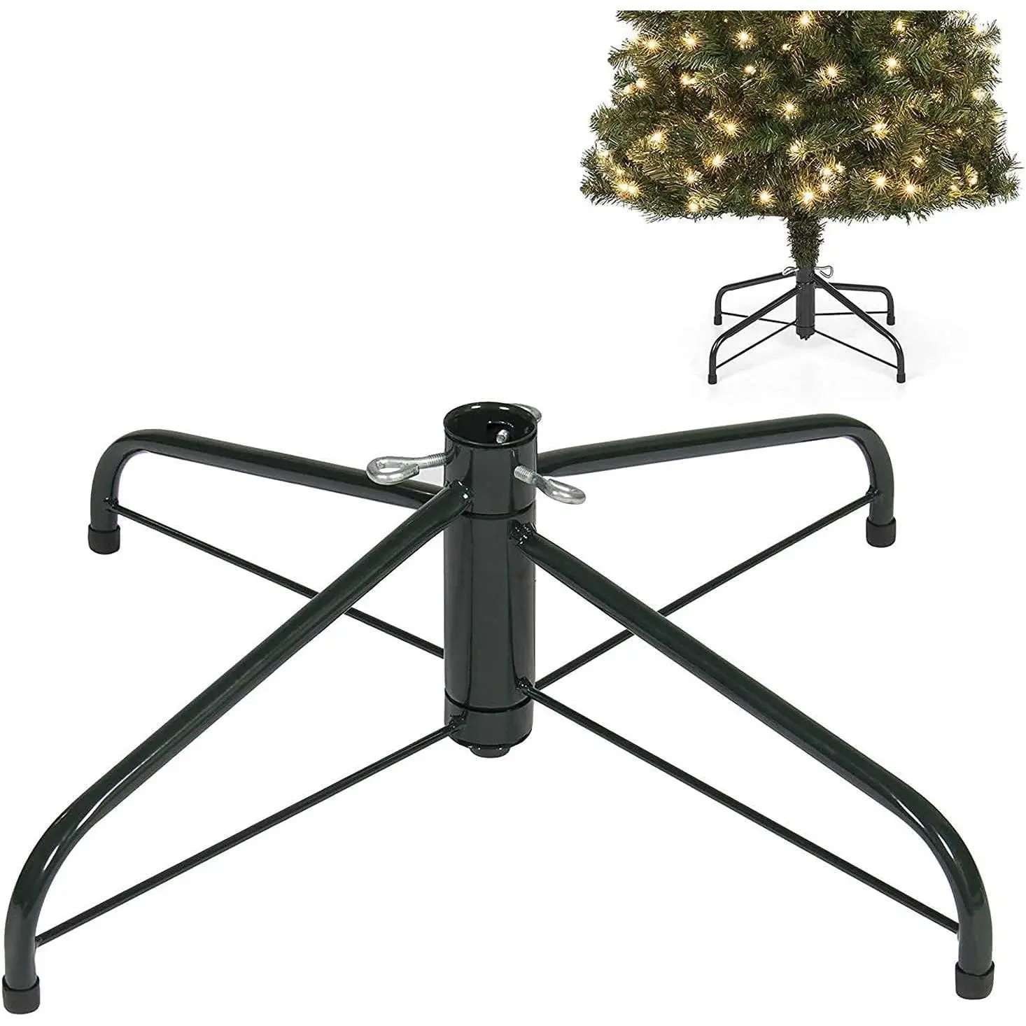 Christmas Tree Stand for Artificial Trees, Folding Christmas Tree Base for 4 Ft to 6 Ft Artificial Trees, Fits 0.5-1.25 Inch Tree Pole, Green