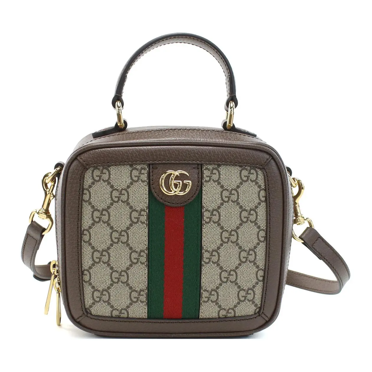 Gucci Ophidia Mini Crossbody Bag for Women – Canvas and Leather with Detachable Adjustable Strap, Beige and Ebony