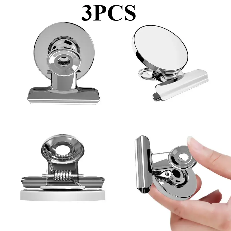 3pcs Magnetic Clips for Fridge Whiteboard Billboard Home Kitchen Office School Chip Bag Clips