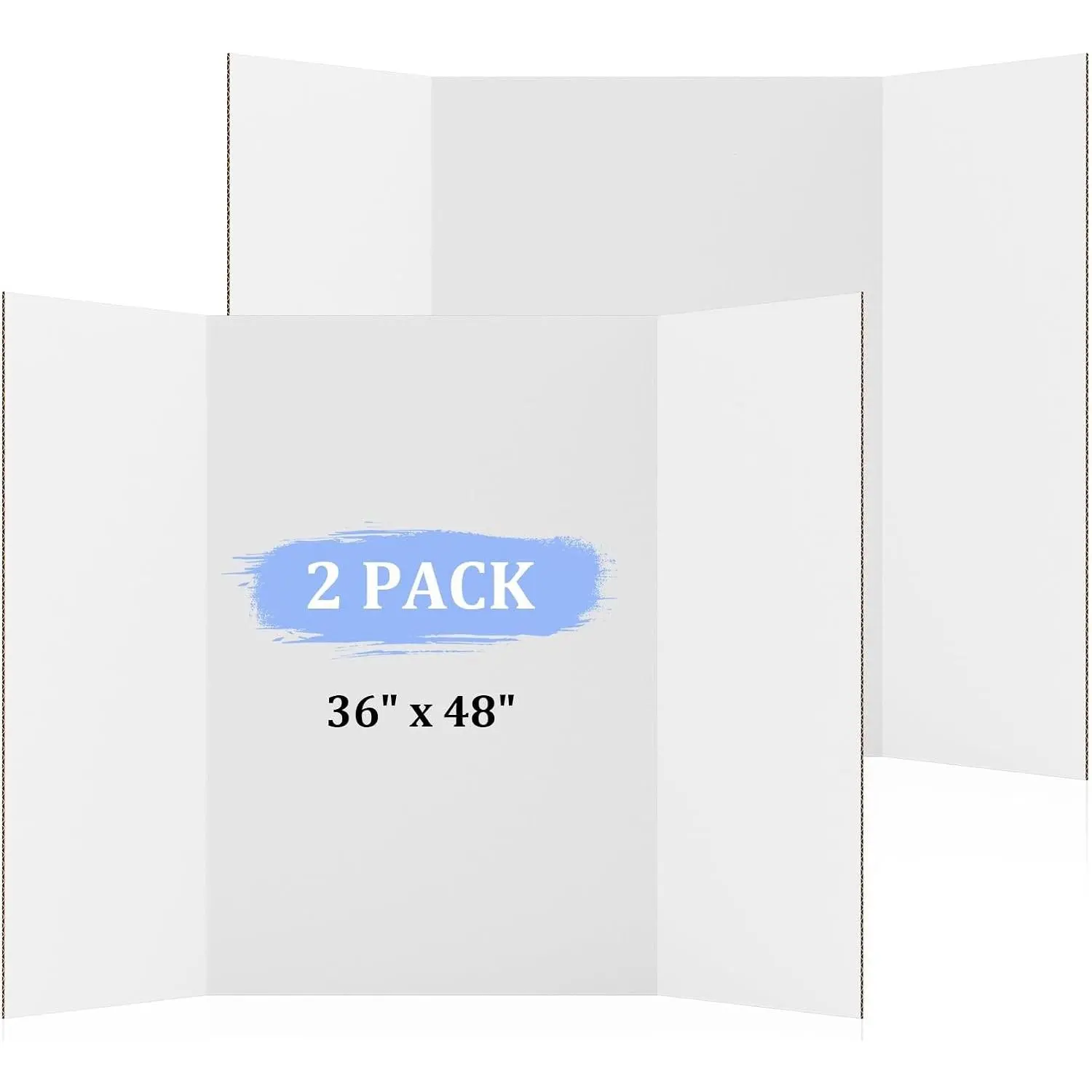 2 Pack 36" x 48" Trifold Poster Board for Presentation, White Corrugated Cardboard Large Tri Fold Poster Board for Science Fair, Office & School Projects, Photo Displays, Exhibitions Event