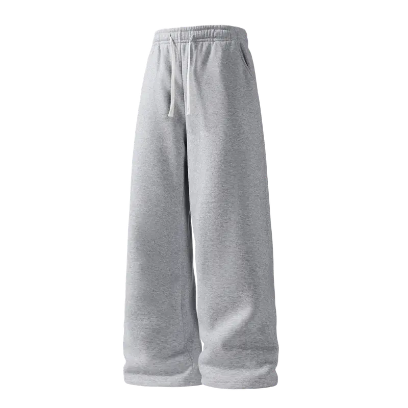 Men's Sweatpants, Full-Length Oversized Wide Leg Streetwear Chic Fleece Blend Pants with High Drawstring Waist and Pockets, Male, Gym Loungewear, Loose-Fit