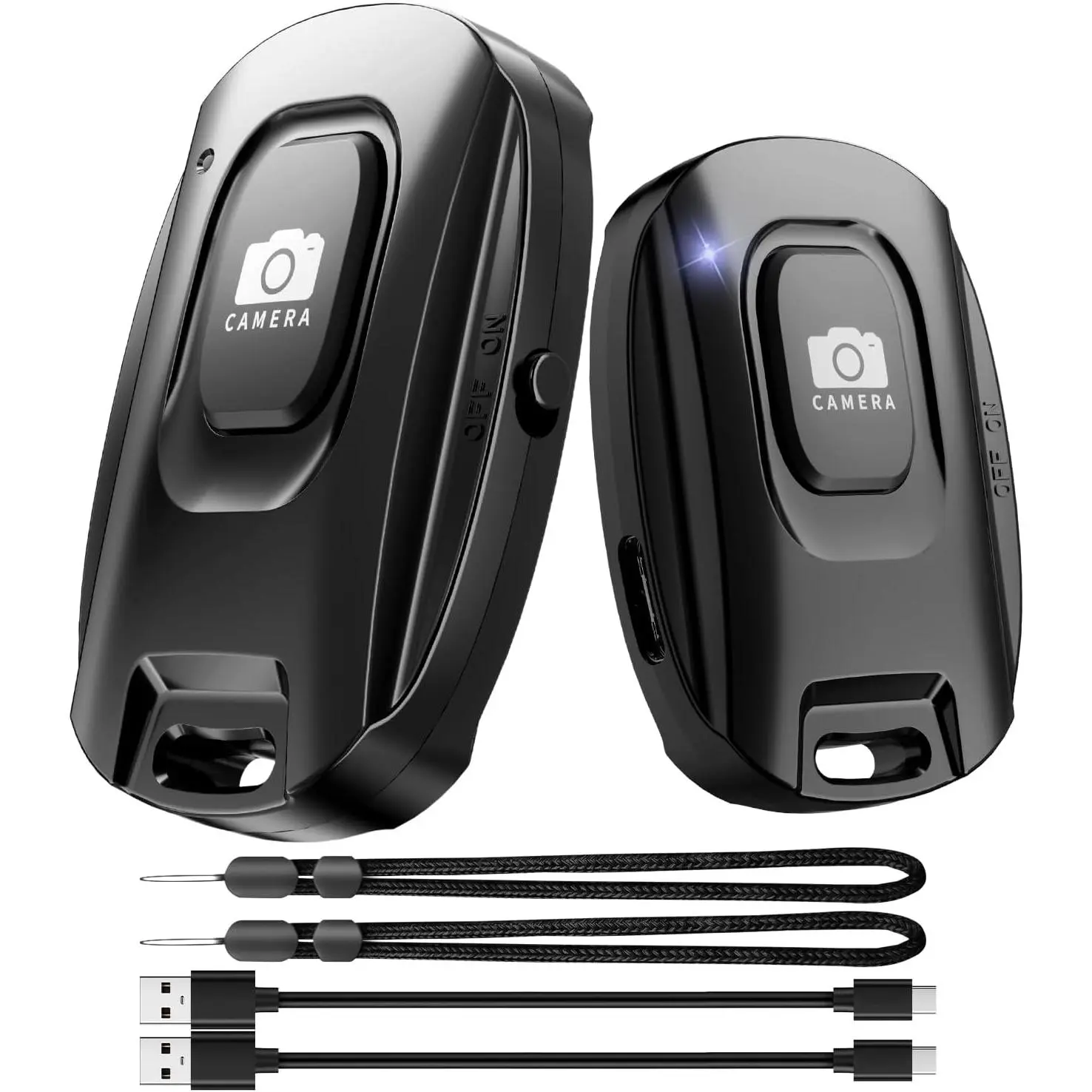 2 Pack Rechargeable  Camera Remote Shutter for  and Android Smartphones,  Phone Remote Control,Selfie Button for Photos and Videos   and Wrist Strap Included