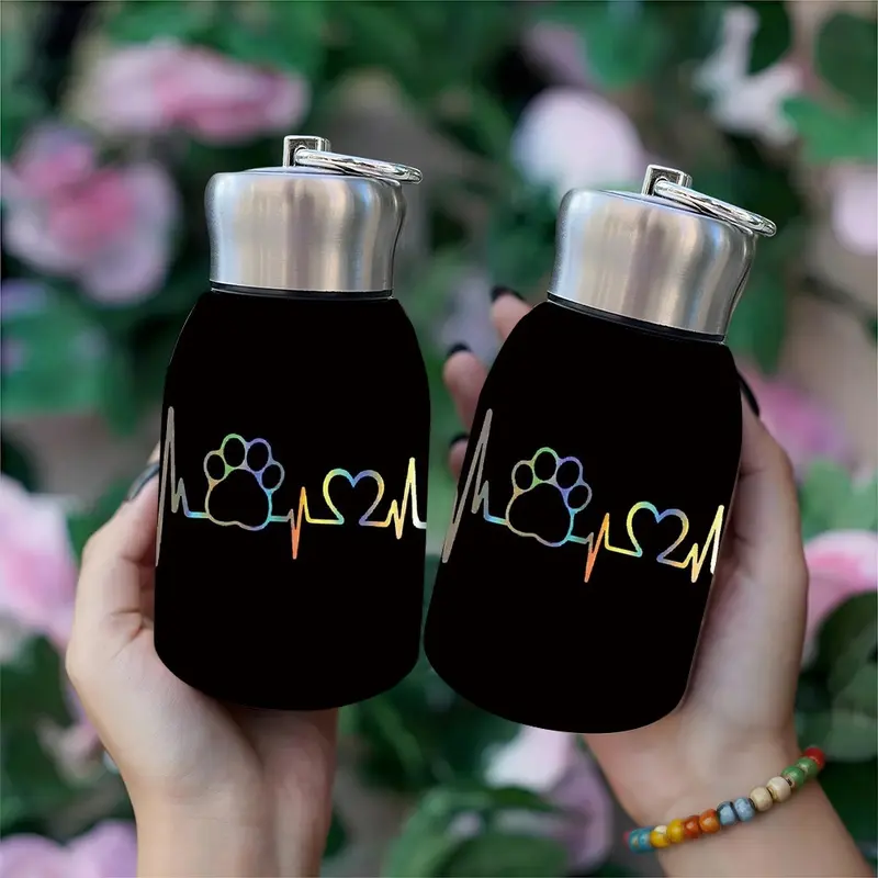 1pc 10.5oz Stainless Steel Tumbler - Leak-Proof, Insulated, Reusable, Hand Wash Only, Functional & Fashionable, Dual Advantage, Rainbow Paw Heartbeat Design, Perfect Holiday Gift Item, Durable Drinkware