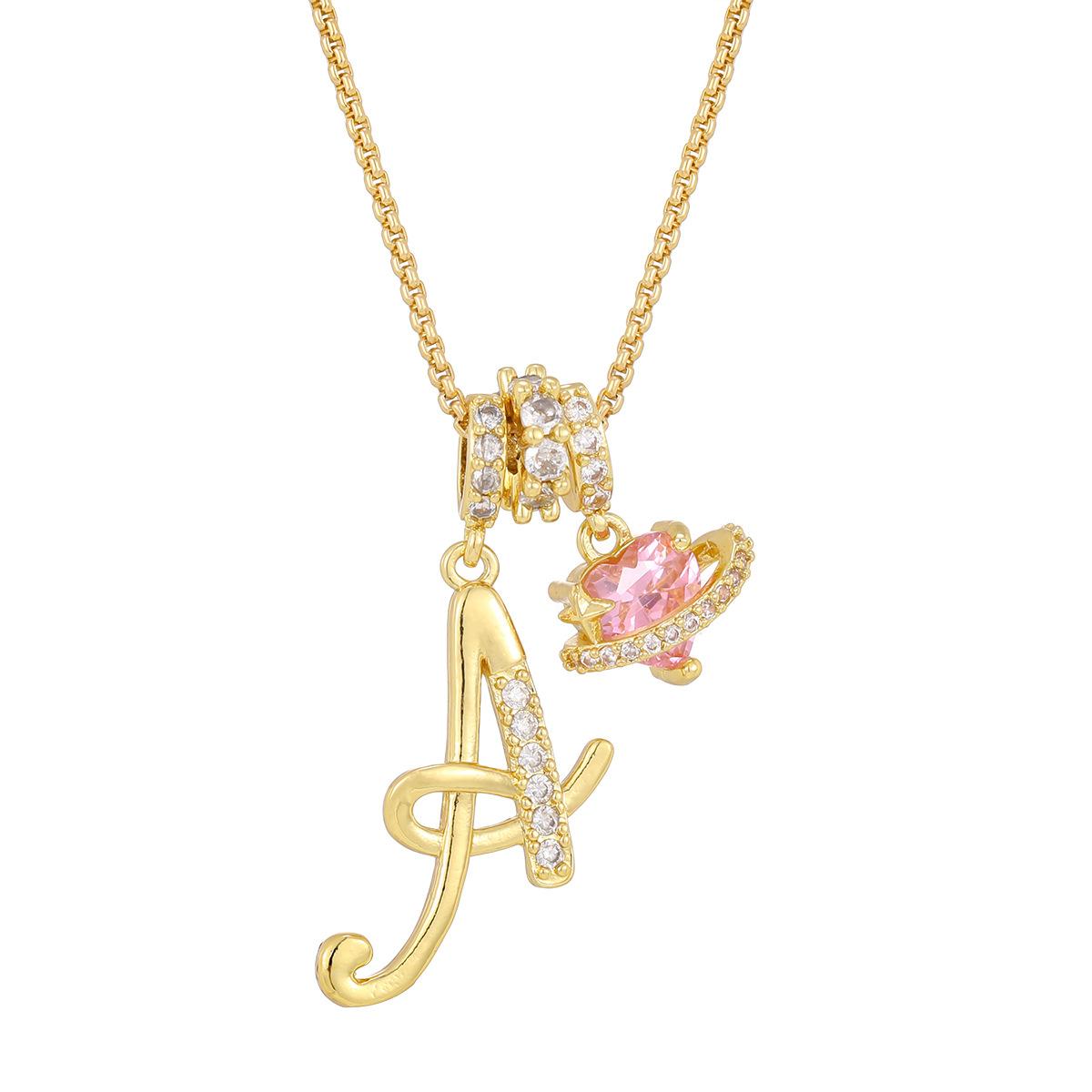 Initial Heart Necklace for Women | 18K  Plated | Pink Cubic Zircon Pendant with Diamond Inlaid Letter | Fashion Luxury Jewelry | Perfect Gift for Christmas, Birthdays, Anniversaries & All Holiday Occasions