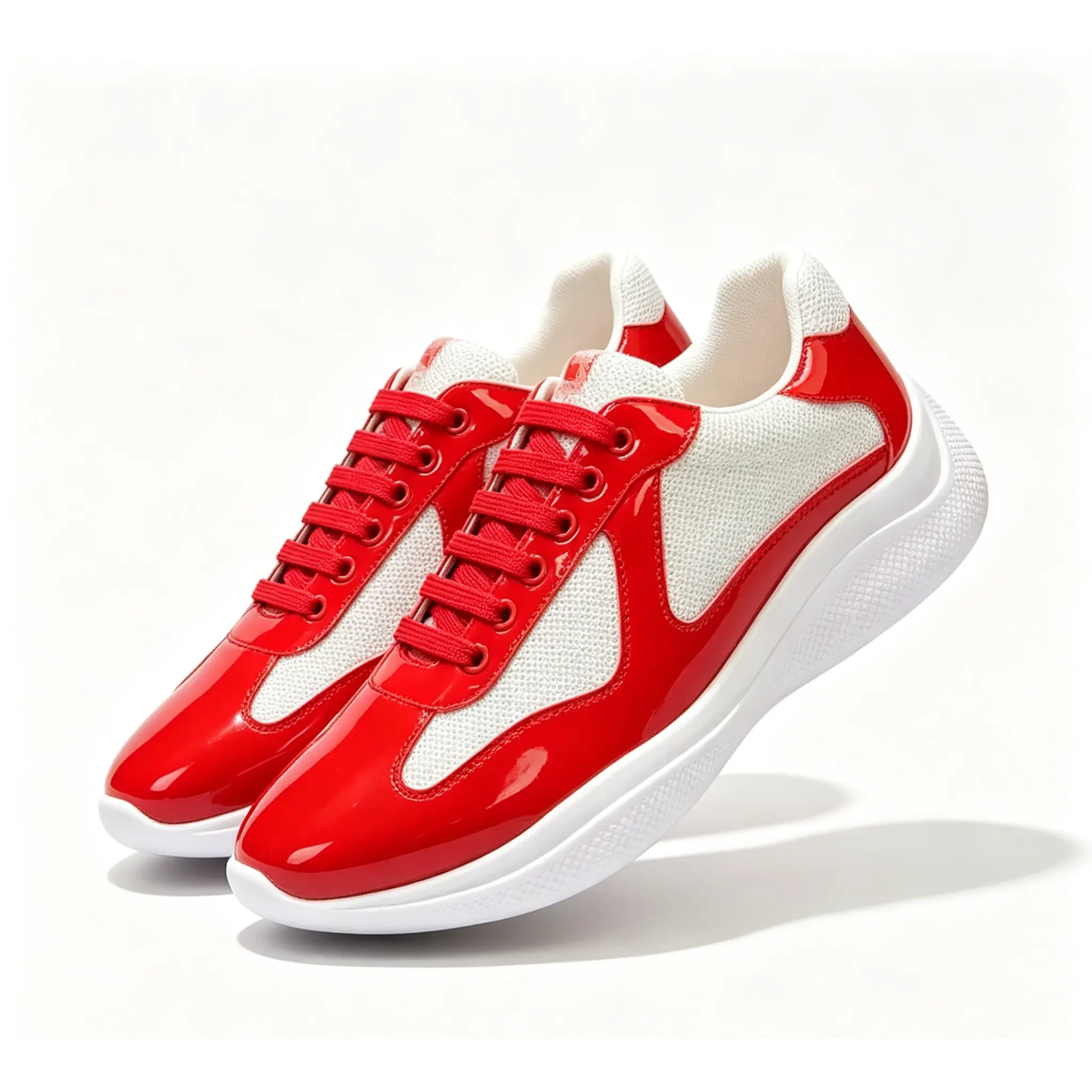 Unisex Block Low Top Platform Casual Sneakers Glossy Patent Leather Breathable Mesh Upper Lightweight Shock Cushion Thick Curved Sole Luxury Street Style Daily Walking Athletic Trainers