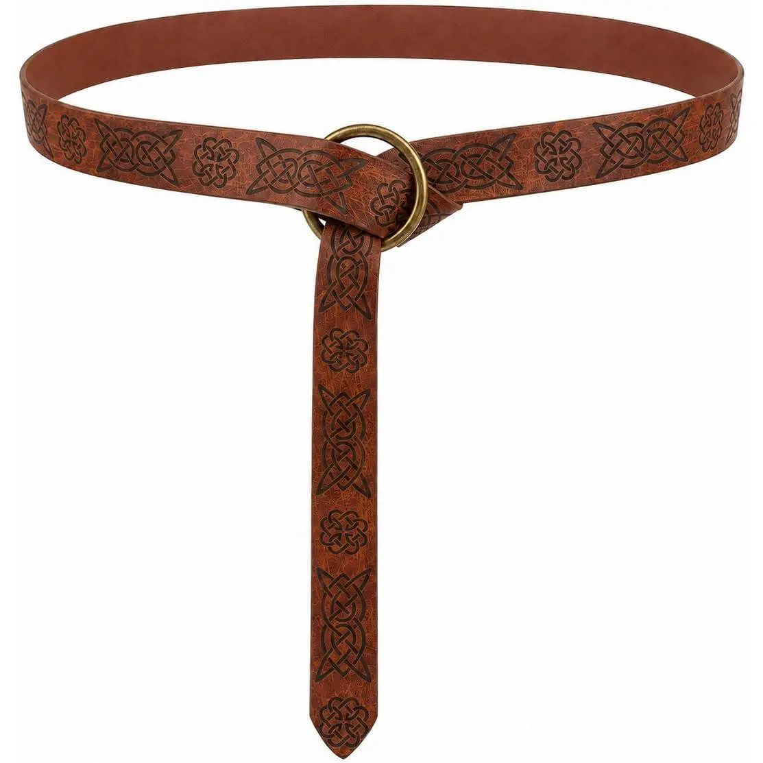 Medieval Emboss PU Leather O-Ring Belt Renaissance Pirate  Accessory |  Celtic Design,Unisex Adjustable Style,Medieval Leather Belt Renaissance,Goth, Halloween