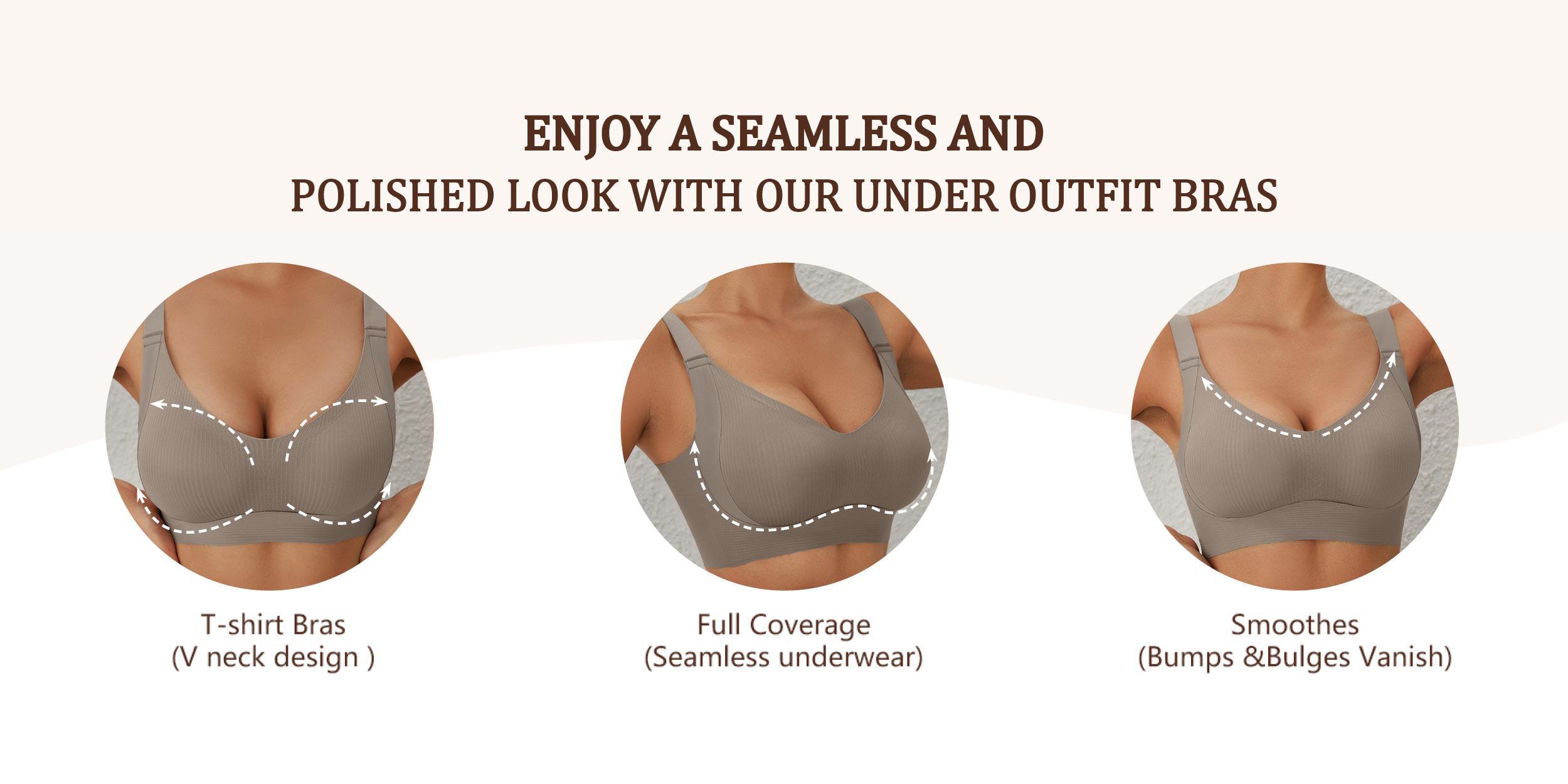 J EssElegance FZ 4PCS Comfortable Breathable Push Up Bra Women's Solid Wireless Soft Lightweight Lingerie Everyday Tshirt Bra for All Seasons S-XXL correction brassieres  confaja  ancha