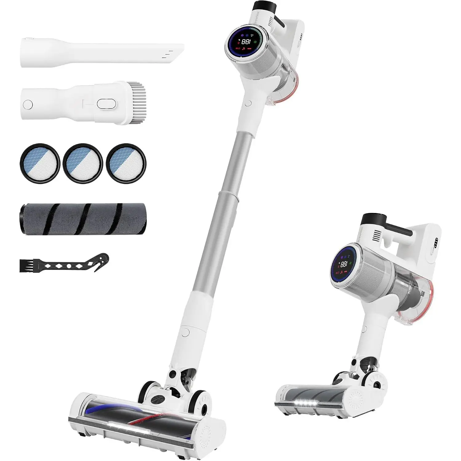 Telescopic Cordless Stick Vacuum Cleaner for  Carpet & , Auto Detect, 45kPa  Suction, 550W , 60Min Runtime Quick Rechargeable, 6 Stage Filtration System