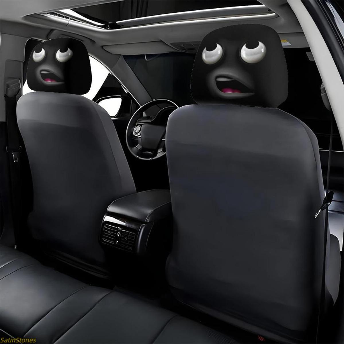 Set of 2 Dark Fun Car Seat Headrest Covers, Holiday Ornaments, Universal Car Pillow Covers, All Weather Use, Car Seat Decor, Unfilled Interior Accessories