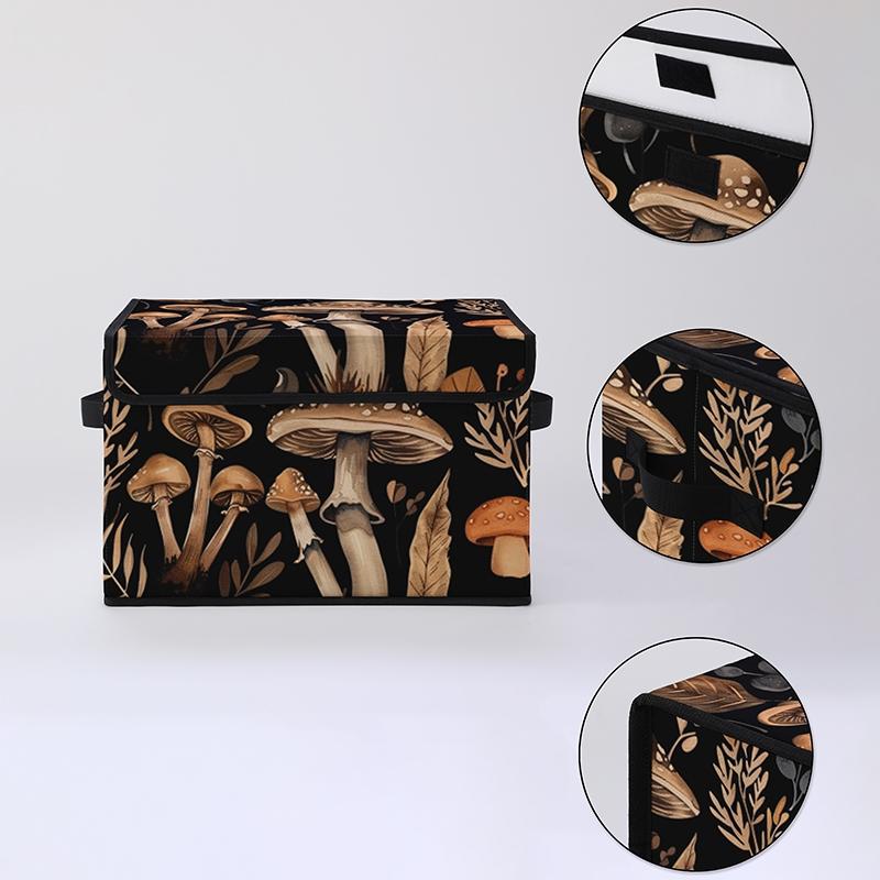 Mushroom Pattern Storage Box with Handles, Bedroom Closet Organizer, Bed Underneath Storage for Clothes Blankets Sheets Toys