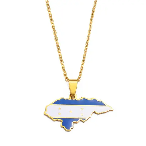 1pc Honduras Map Flag Pendant Necklaces for Women Fashion Necklace Chain Necklaces Stainless Steel Jewelry Honduran High End Necklace Casual Trendy Jewelry