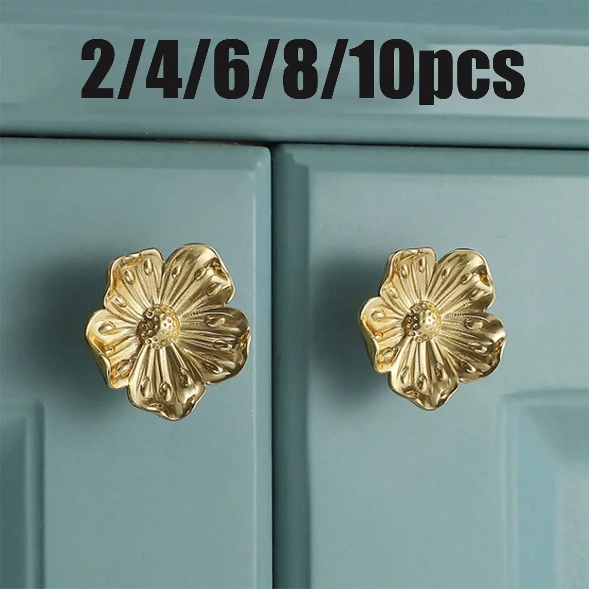 Vanity Pull Handles, Floral Design Brass Cabinet Knobs, Vintage Decorative Hardware, Kitchen & Bathroom Accessories
