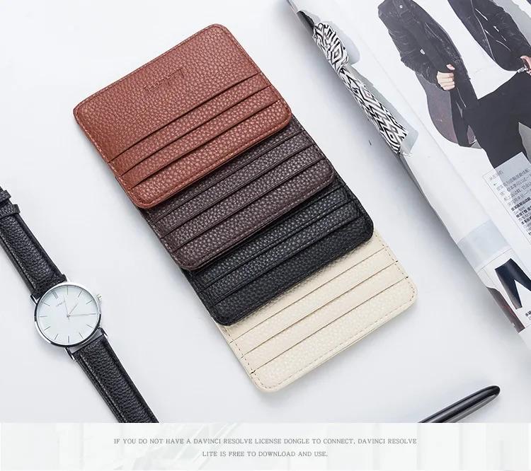 Double-sided PU Leather ID Card Holder Multi-color Bank Credit Card Case Multi-slot Ultra-thin Wallet Business Card Holder Men