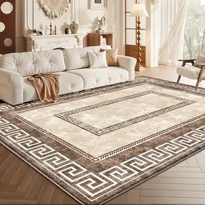 Modern geometric design carpet, lightweight vintage large pattern, non-slip indoor mat, perfect for living rooms, bedrooms, dining rooms, and home workspaces. Durable, non-slip, elegant vintage-style carpet, corridor carpet