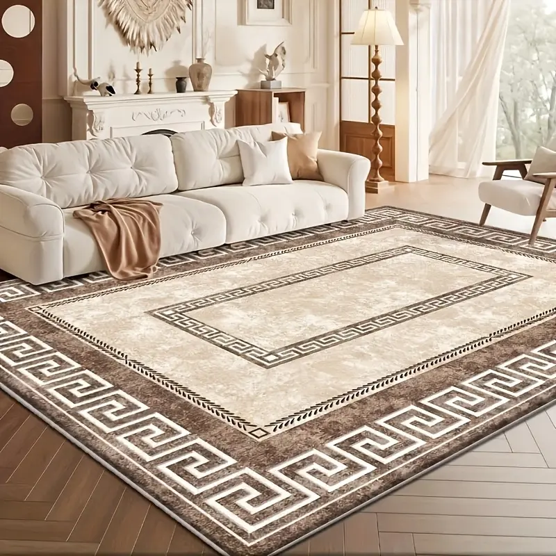 Modern geometric design carpet, lightweight vintage large pattern, non-slip indoor mat, perfect for living rooms, bedrooms, dining rooms, and home workspaces. Durable, non-slip, elegant vintage-style carpet, corridor carpet