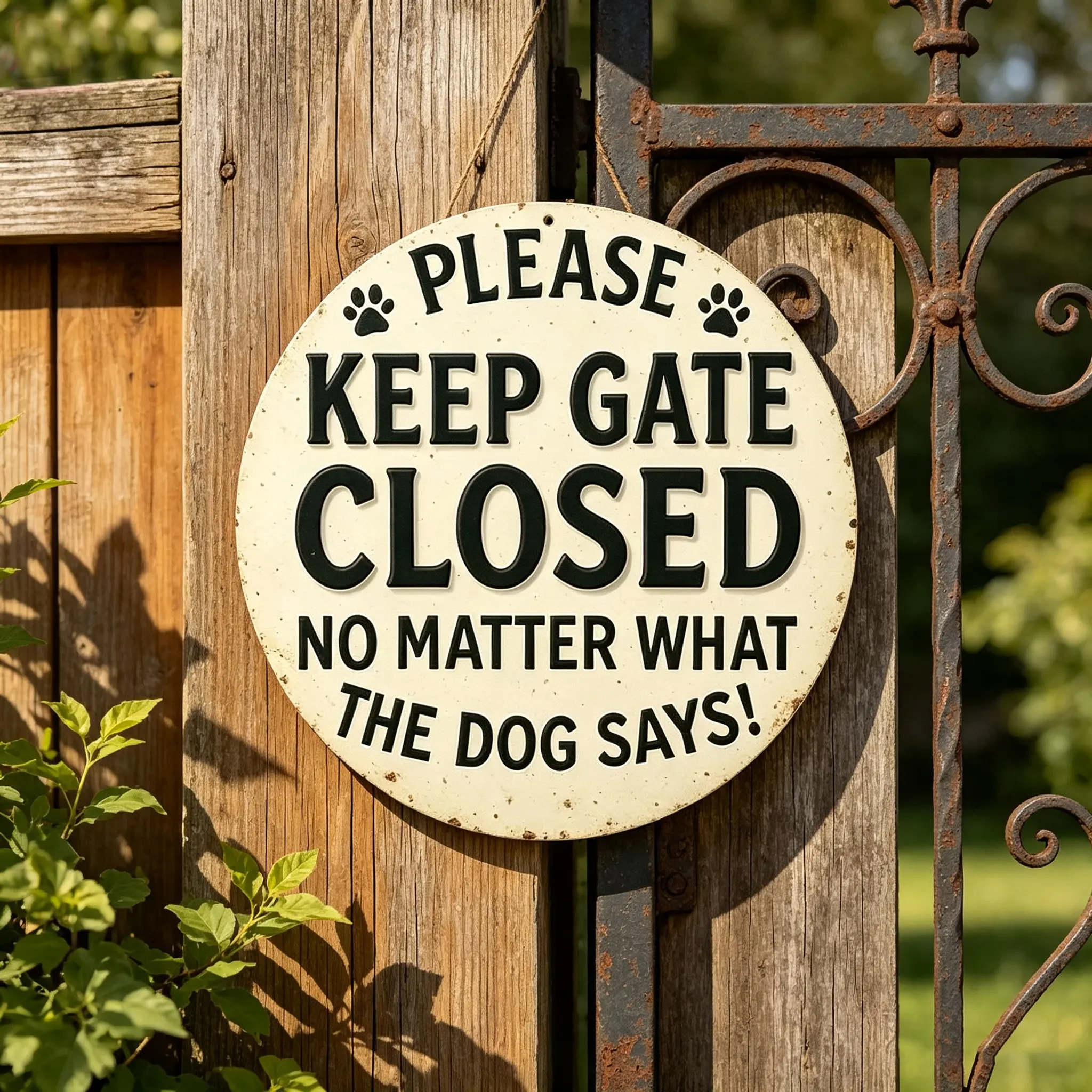 2D Flat Round Spanish "Please Keep Gate Closed" Metal Sign 7.79x7.79 Inch, Retro Aluminum Tin Wall Plaque, Weatherproof Hanging Decor Indoor Outdoor for Home Bar Cafe Garage