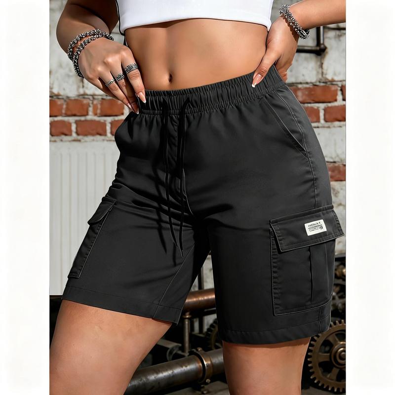 Men's Classic Chic Cargo Shorts - Baggy Knee-Length Bottoms, Drawstring Elastic Waist, Relaxed Fit, Multi-Pocket, Airy Lightweight Breathable Poly Fabric, Ideal for Everyday Office Commute, Outdoors