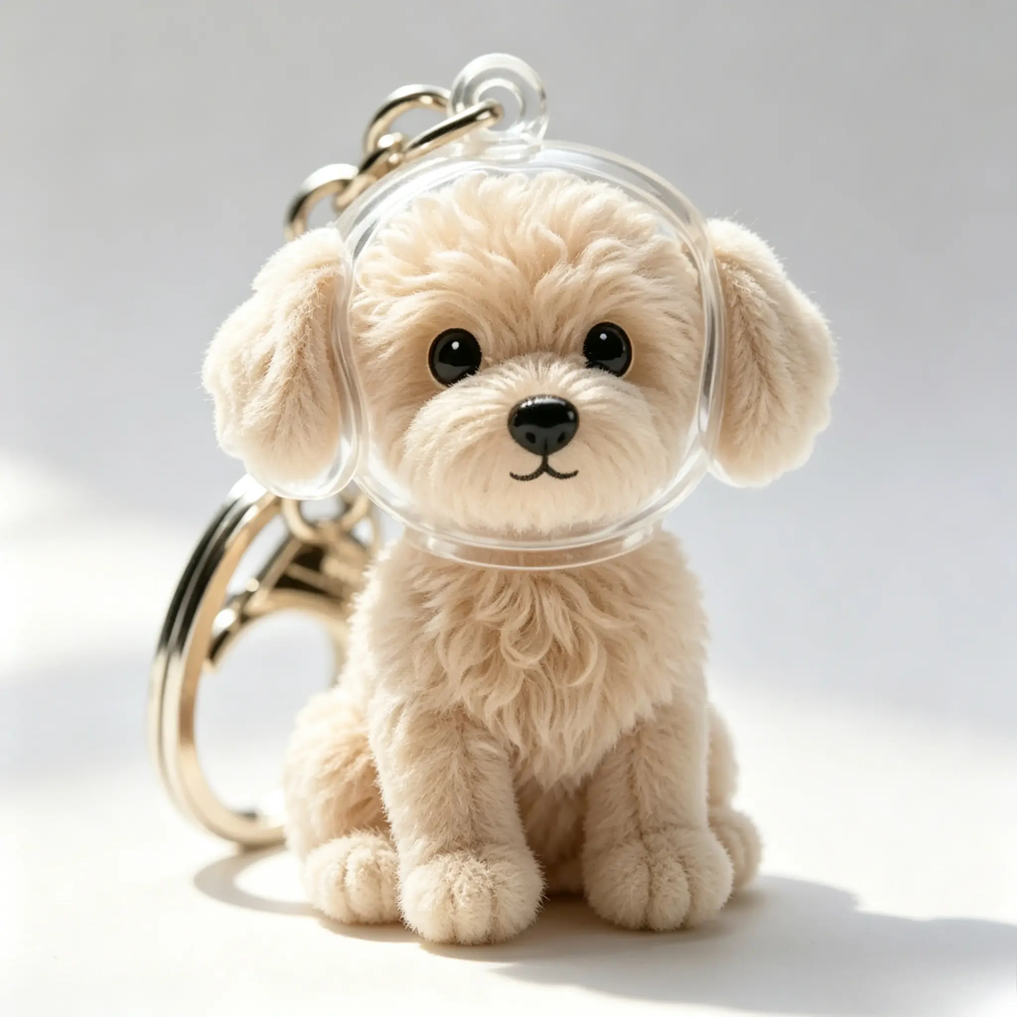 Transparent Acrylic Pet Hair Keychain – Cute Sitting Dog Paw Design, Durable Chain Link Charm, Dog Owner Gift, Collectible Bag & Key Organizer