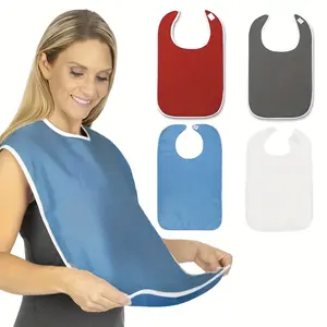 Adult Bibs Light Blue/1pc or 4pcs/Adjustable & Machine Washable/Grade Bib Aprons with Hook-and-Loop Closure/Durable for Care, Nursing Homes, Use/Unisex for Men & Women (Adult Spoons)