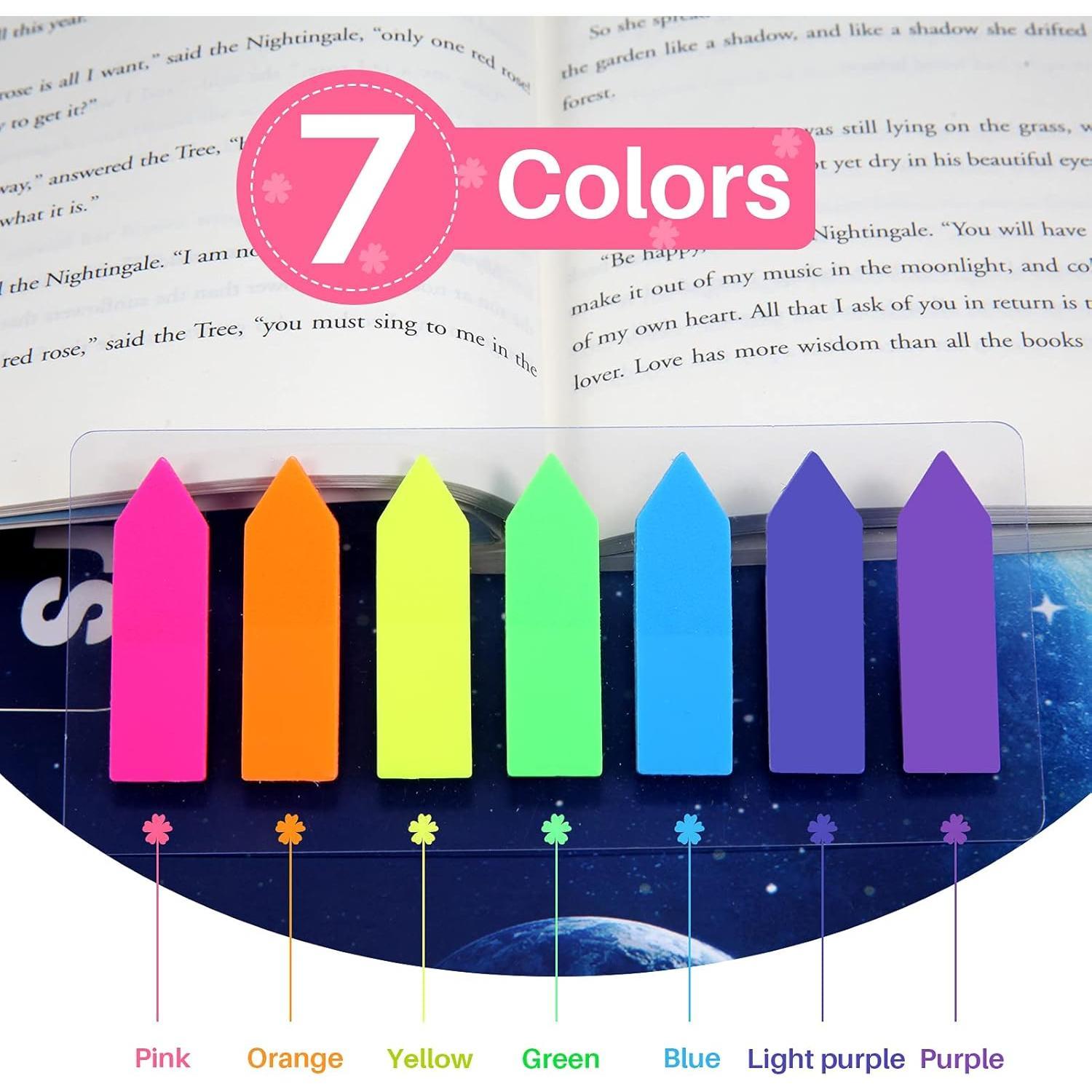 980 count Sticky Notes Flags, 7 Color Index Tabs Index Flag Bright Colors Page Index Stickers Translucent Page Makers for Page Bookmarks