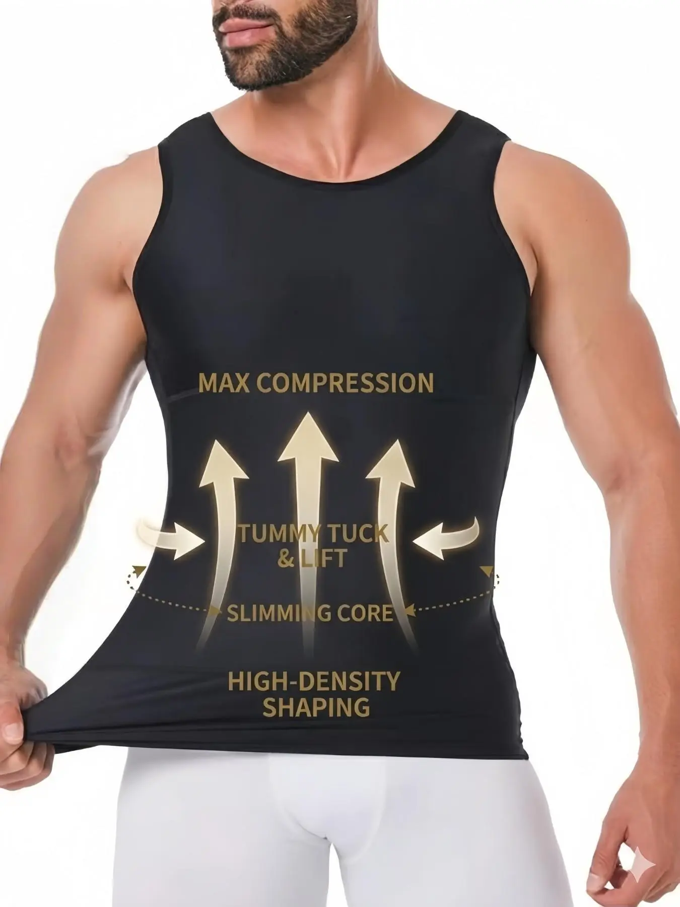 1 Count Men's Compression Tank Tops, High Stretch Seamless Tummy Control Slimming Vest, Tighten Belly Shaper Vest for Men, Casual Comfy Men's Shapewear for All Seasons, Underwear, Moisture-Wicking Gym Undershirt, Suitable for Daily, Sport, GYM