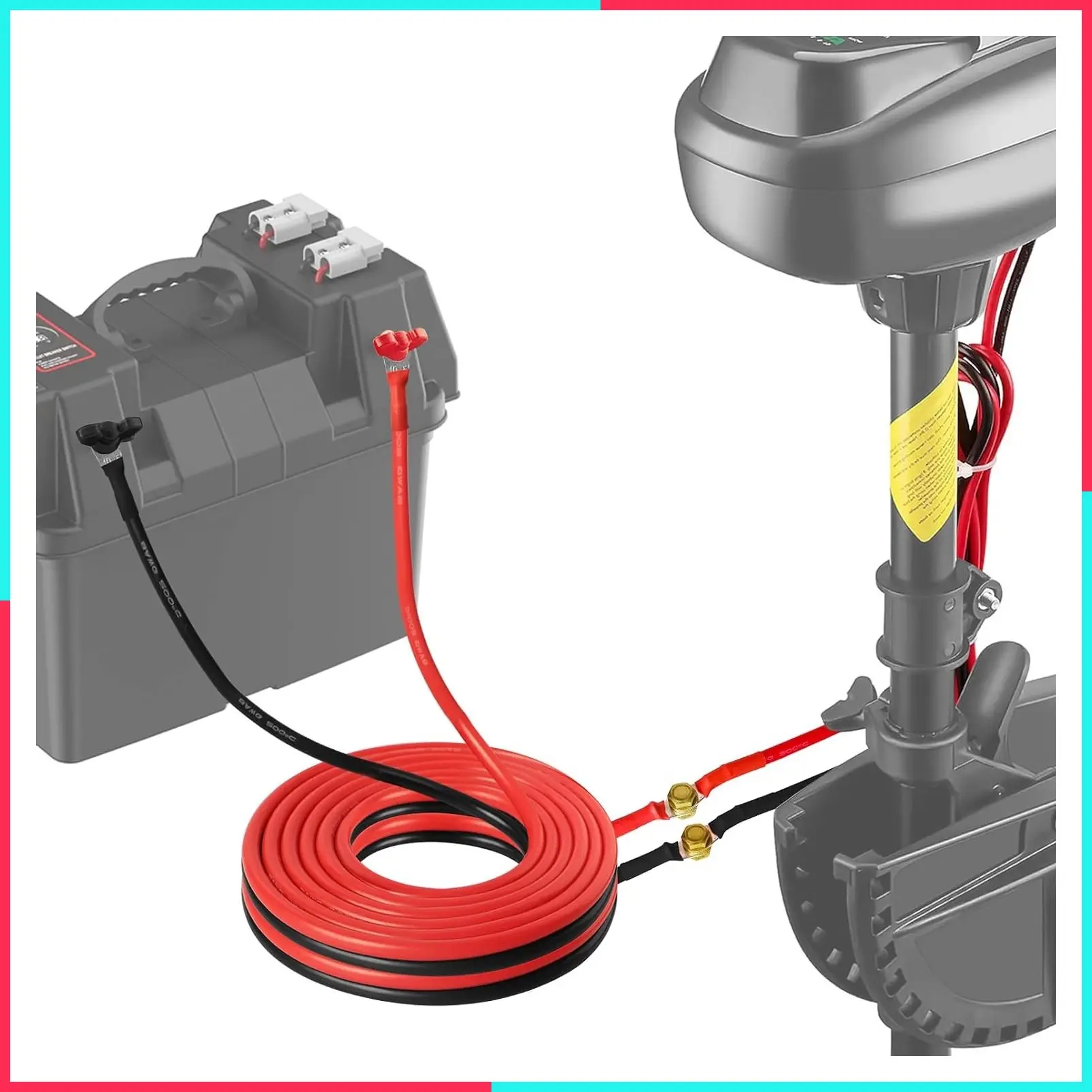 Trolling Motor Battery Cable Extension Wire Kit - 10 Feet 8 Gauge Wire