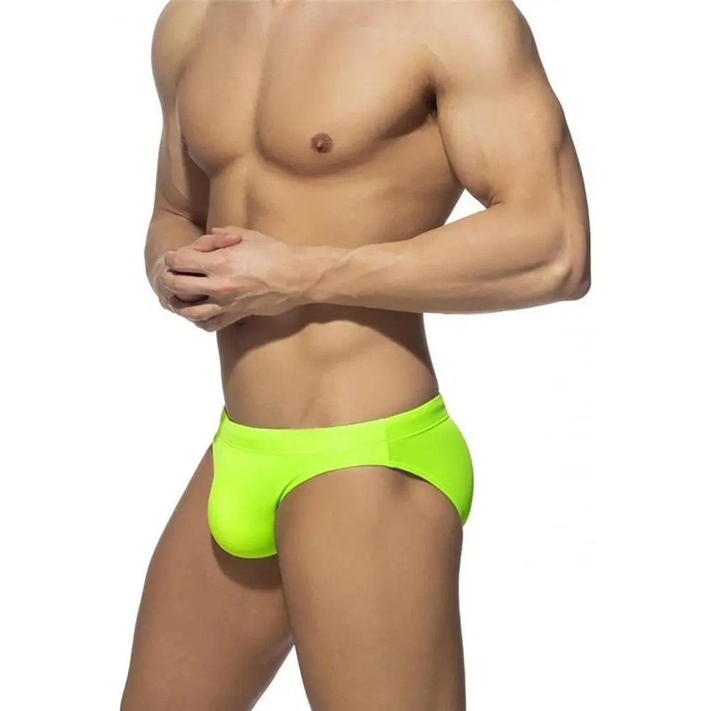 Mens Swim Briefs Sexy Bikini Swimwear Quick Dry Drawstring Retro Swimsuit with Pad