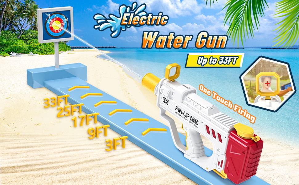 EFFUN Continuous-Fire Electric Water Gun, 300 ml capacity, 275–315-inch range, LED effects, and rechargeable design-Dual modes for children and adults, durable and sturdy, perfect as a party gift