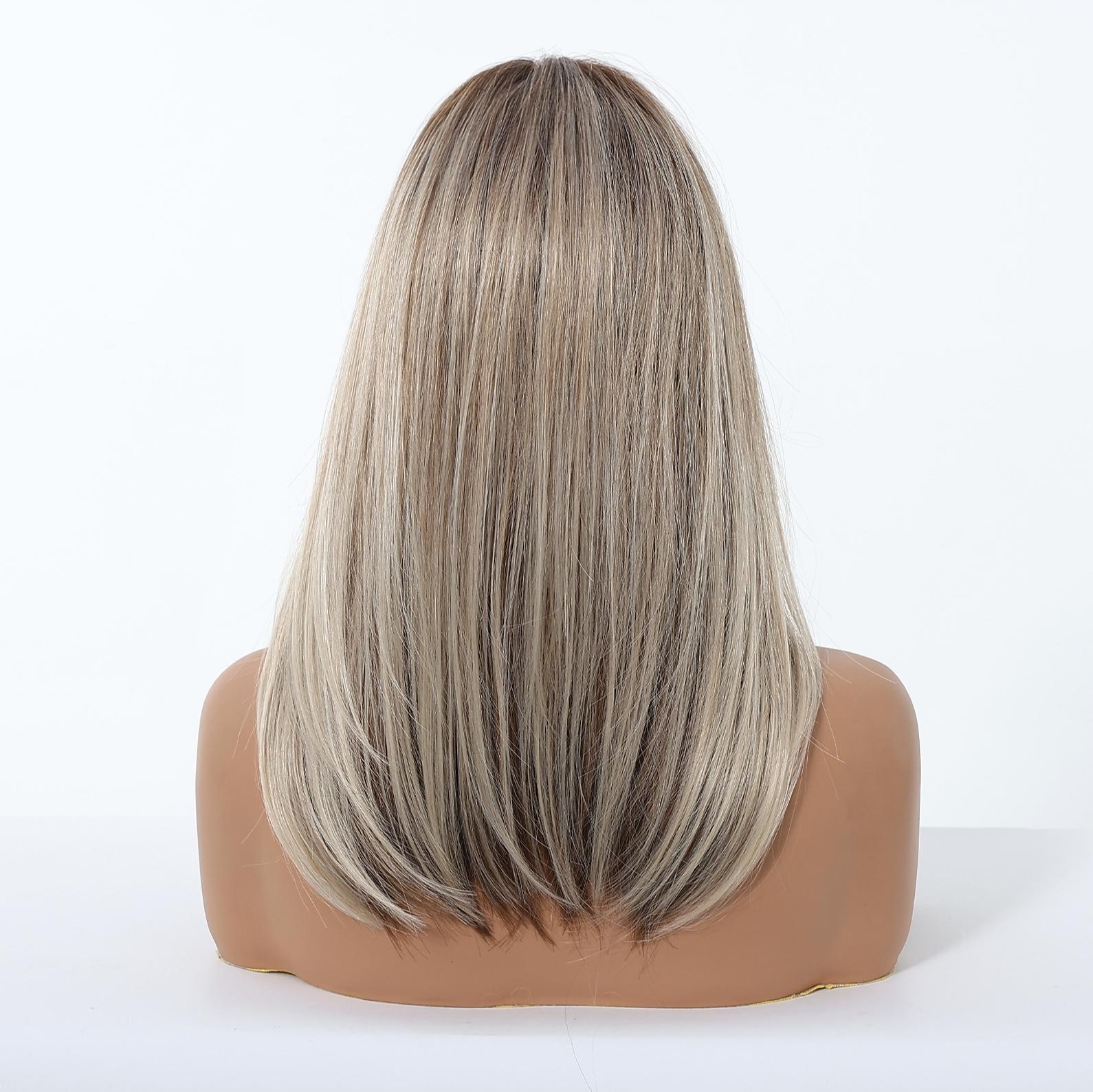 16 Inch Long Straight Blonde Wigs for Women, Gorgeous Fluffy Wigs with Curtain Bangs, Synthetic Full Machine Wigs, Soft & Lightweight for Daily Wear & Casual Outings,Eye-Catching Hair Wigs for Party, Festival & Holiday Looks